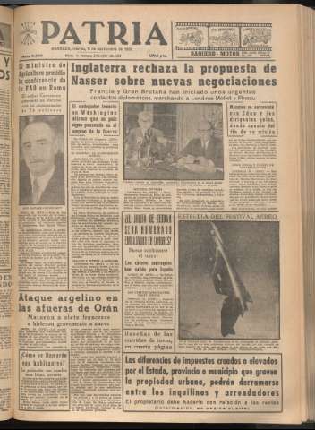 'Patria : diario de Falange Española Tradicionalista y de las J.O.N.S.' - Año XXI Número 6538 - 1956 septiembre 11
