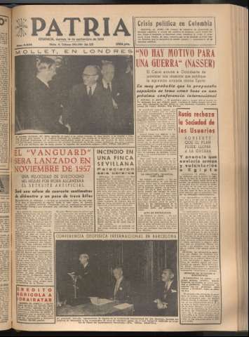 'Patria : diario de Falange Española Tradicionalista y de las J.O.N.S.' - Año XXI Número 6538 - 1956 septiembre 14