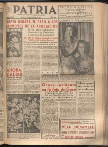 'Patria : diario de Falange Española Tradicionalista y de las J.O.N.S.' - Año XXI Número 6538 - 1956 septiembre 15