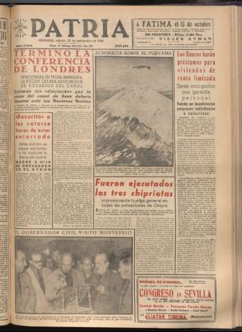 'Patria : diario de Falange Española Tradicionalista y de las J.O.N.S.' - Año XXI Número 6542 - 1956 septiembre 22