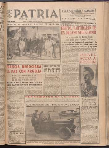 'Patria : diario de Falange Española Tradicionalista y de las J.O.N.S.' - Año XXI Número 6558 - 1956 octubre 11