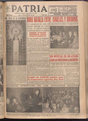 'Patria : diario de Falange Española Tradicionalista y de las J.O.N.S.' - Año XXI Número 6559 - 1956 octubre 12