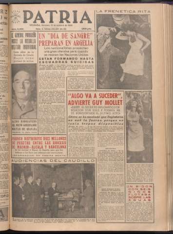 'Patria : diario de Falange Española Tradicionalista y de las J.O.N.S.' - Año XXI Número 6565 - 1956 octubre 19