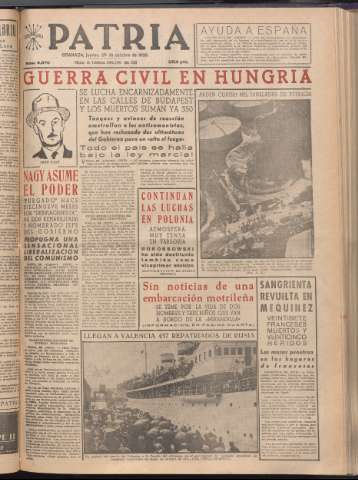 'Patria : diario de Falange Española Tradicionalista y de las J.O.N.S.' - Año XXI Número 6570 - 1956 octubre 25