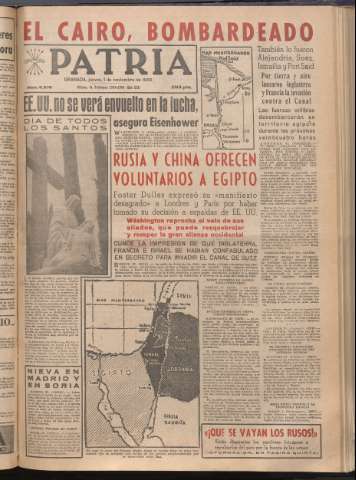 'Patria : diario de Falange Española Tradicionalista y de las J.O.N.S.' - Año XXI Número 6576 - 1956 noviembre 1