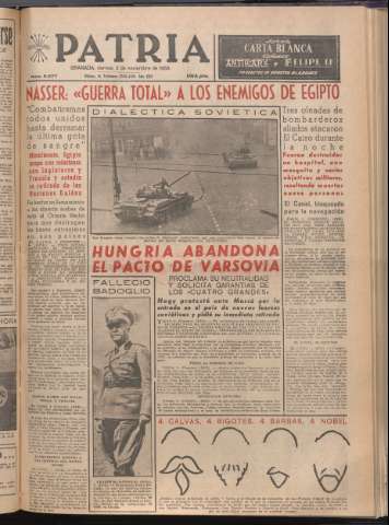 'Patria : diario de Falange Española Tradicionalista y de las J.O.N.S.' - Año XXI Número 6577 - 1956 noviembre 2