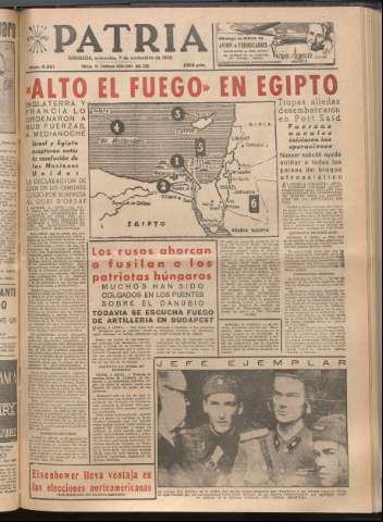 'Patria : diario de Falange Española Tradicionalista y de las J.O.N.S.' - Año XXI Número 6581 - 1956 noviembre 7