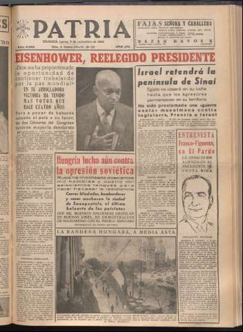 'Patria : diario de Falange Española Tradicionalista y de las J.O.N.S.' - Año XXI Número 6582 - 1956 noviembre 8
