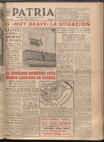 'Patria : diario de Falange Española Tradicionalista y de las J.O.N.S.' - Año XXI Número 6584 - 1956 noviembre 10