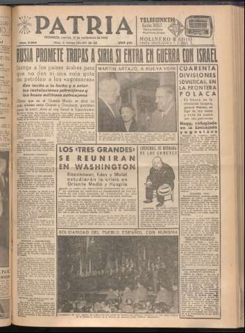 'Patria : diario de Falange Española Tradicionalista y de las J.O.N.S.' - Año XXI Número 6586 - 1956 noviembre 13