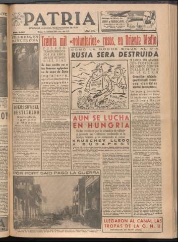'Patria : diario de Falange Española Tradicionalista y de las J.O.N.S.' - Año XXI Número 6587 - 1956 noviembre 14