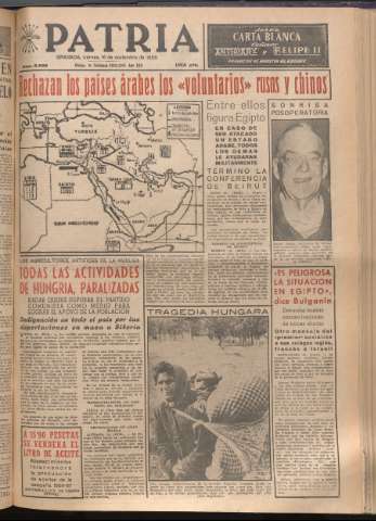 'Patria : diario de Falange Española Tradicionalista y de las J.O.N.S.' - Año XXI Número 6589 - 1956 noviembre 16