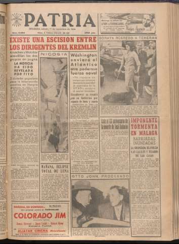 'Patria : diario de Falange Española Tradicionalista y de las J.O.N.S.' - Año XXI Número 6590 - 1956 noviembre 17