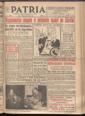 'Patria : diario de Falange Española Tradicionalista y de las J.O.N.S.' - Año XXI Número 6596 - 1956 noviembre 24