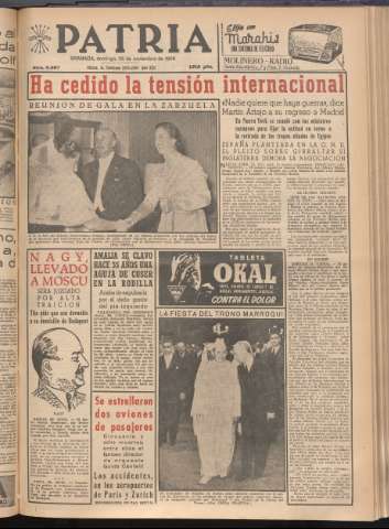 'Patria : diario de Falange Española Tradicionalista y de las J.O.N.S.' - Año XXI Número 6597 - 1956 noviembre 25