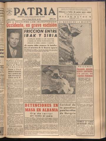 'Patria : diario de Falange Española Tradicionalista y de las J.O.N.S.' - Año XXI Número 6600 - 1956 noviembre 29