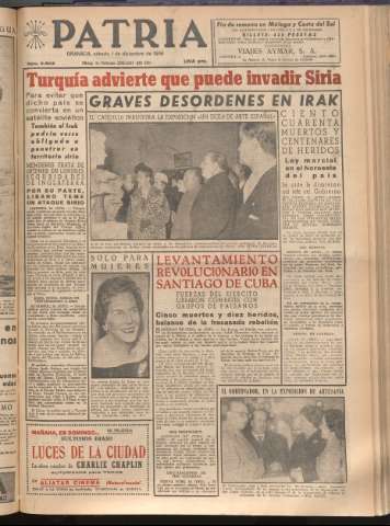 'Patria : diario de Falange Española Tradicionalista y de las J.O.N.S.' - Año XXI Número 6602 - 1956 diciembre 1