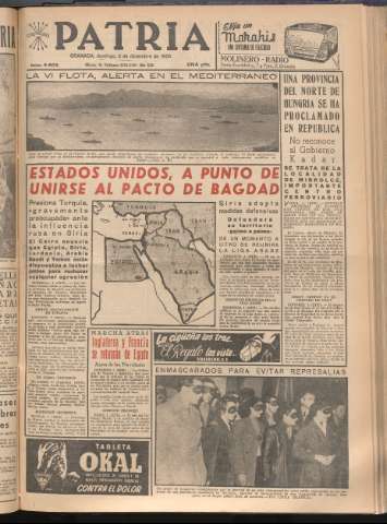 'Patria : diario de Falange Española Tradicionalista y de las J.O.N.S.' - Año XXI Número 6603 - 1956 diciembre 2