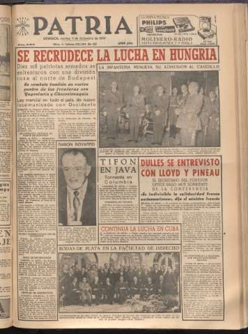 'Patria : diario de Falange Española Tradicionalista y de las J.O.N.S.' - Año XXI Número 6610 - 1956 diciembre 11