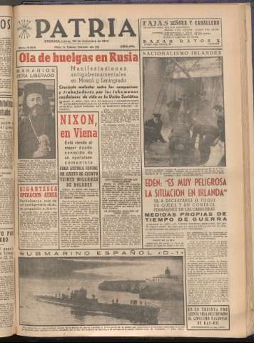 'Patria : diario de Falange Española Tradicionalista y de las J.O.N.S.' - Año XXI Número 6618 - 1956 diciembre 20