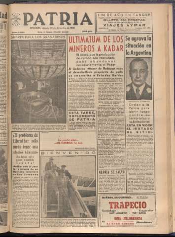 'Patria : diario de Falange Española Tradicionalista y de las J.O.N.S.' - Año XXI Número 6620 - 1956 diciembre 22