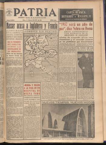 'Patria : diario de Falange Española Tradicionalista y de las J.O.N.S.' - Año XXI Número 6624 - 1956 diciembre 28