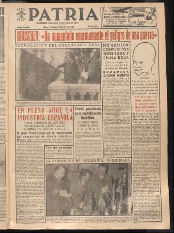 'Patria : diario de Falange Española Tradicionalista y de las J.O.N.S.' - Año XXII Número 6628 - 1957 enero 2