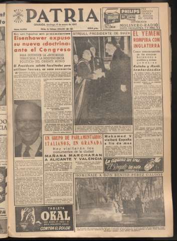 'Patria : diario de Falange Española Tradicionalista y de las J.O.N.S.' - Año XXII Número 6632 - 1957 enero 6