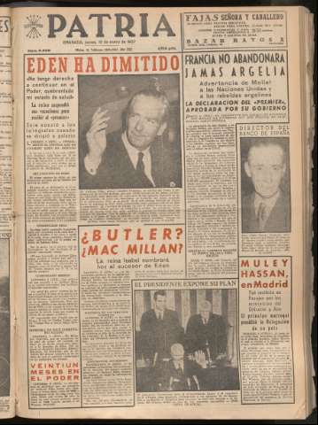 'Patria : diario de Falange Española Tradicionalista y de las J.O.N.S.' - Año XXII Número 6635 - 1957 enero 10