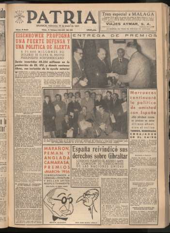'Patria : diario de Falange Española Tradicionalista y de las J.O.N.S.' - Año XXII Número 6640 - 1957 enero 16