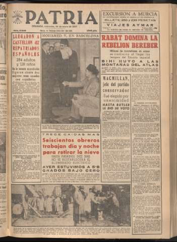 'Patria : diario de Falange Española Tradicionalista y de las J.O.N.S.' - Año XXII Número 6646 - 1957 enero 23