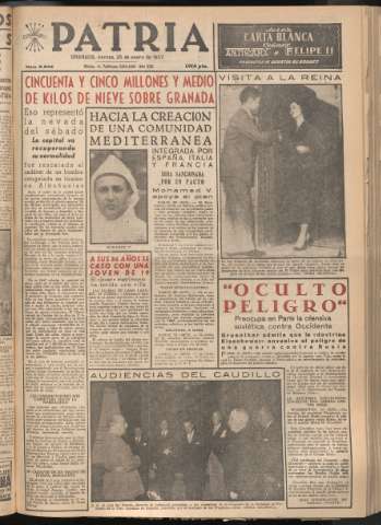 'Patria : diario de Falange Española Tradicionalista y de las J.O.N.S.' - Año XXII Número 6648 - 1957 enero 25