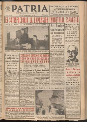 'Patria : diario de Falange Española Tradicionalista y de las J.O.N.S.' - Año XXII Número 6649 - 1957 enero 26