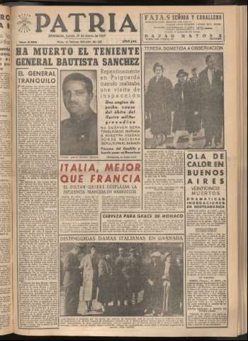 'Patria : diario de Falange Española Tradicionalista y de las J.O.N.S.' - Año XXII Número 6653 - 1957 enero 31