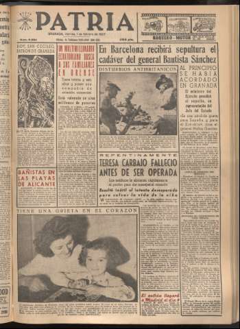 'Patria : diario de Falange Española Tradicionalista y de las J.O.N.S.' - Año XXII Número 6654 - 1957 febrero 1