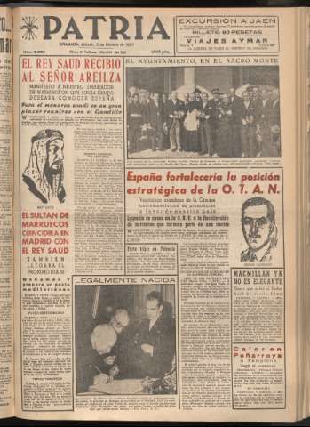 'Patria : diario de Falange Española Tradicionalista y de las J.O.N.S.' - Año XXII Número 6655 - 1957 febrero 2