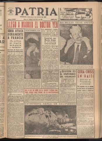 'Patria : diario de Falange Española Tradicionalista y de las J.O.N.S.' - Año XXII Número 6658 - 1957 febrero 6