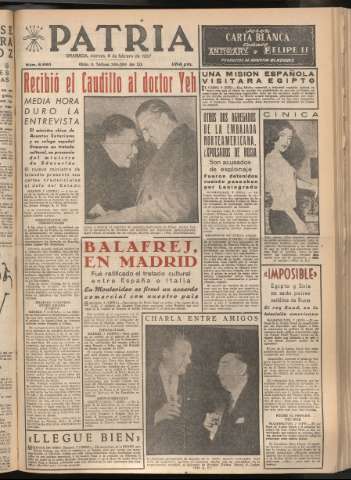 'Patria : diario de Falange Española Tradicionalista y de las J.O.N.S.' - Año XXII Número 6660 - 1957 febrero 8