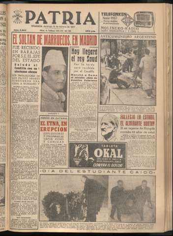 'Patria : diario de Falange Española Tradicionalista y de las J.O.N.S.' - Año XXII Número 6662 - 1957 febrero 10