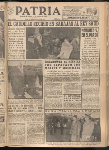 'Patria : diario de Falange Española Tradicionalista y de las J.O.N.S.' - Año XXII Número 6663 - 1957 febrero 12