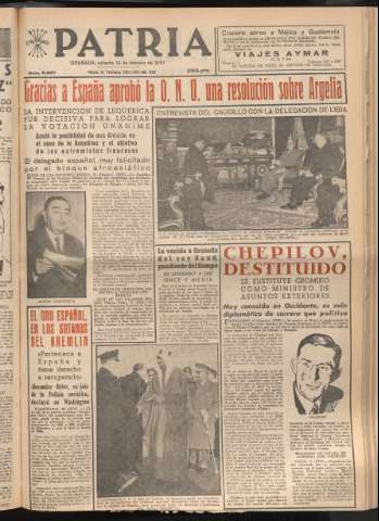 'Patria : diario de Falange Española Tradicionalista y de las J.O.N.S.' - Año XXII Número 6667 - 1957 febrero 16