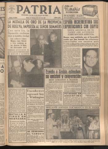 'Patria : diario de Falange Española Tradicionalista y de las J.O.N.S.' - Año XXII Número 6669 - 1957 febrero 19