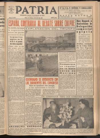 'Patria : diario de Falange Española Tradicionalista y de las J.O.N.S.' - Año XXII Número 6671 - 1957 febrero 21