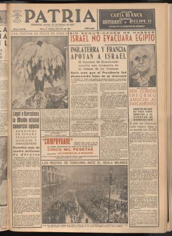 'Patria : diario de Falange Española Tradicionalista y de las J.O.N.S.' - Año XXII Número 6672 - 1957 febrero 22