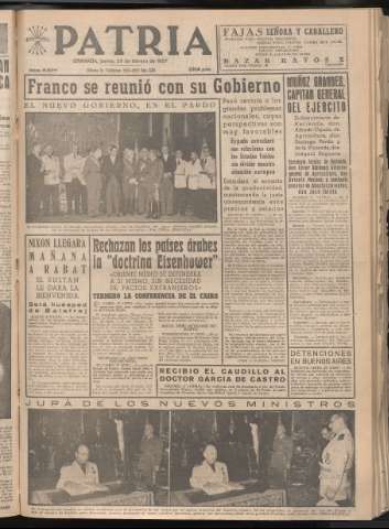 'Patria : diario de Falange Española Tradicionalista y de las J.O.N.S.' - Año XXII Número 6677 - 1957 febrero 28