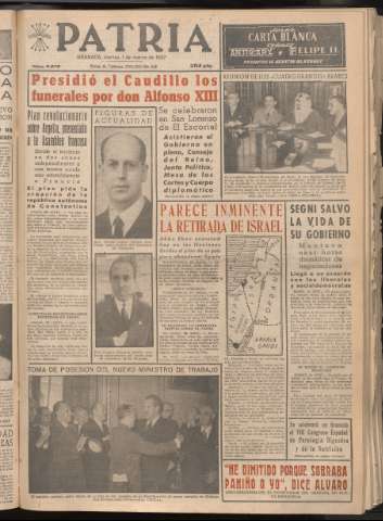 'Patria : diario de Falange Española Tradicionalista y de las J.O.N.S.' - Año XXII Número 6678 - 1957 marzo 1