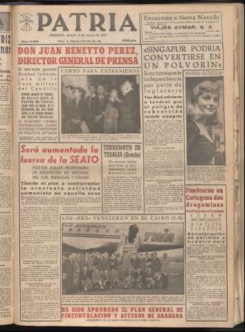 'Patria : diario de Falange Española Tradicionalista y de las J.O.N.S.' - Año XXII Número 6685 - 1957 marzo 9