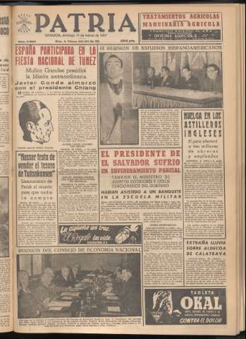 'Patria : diario de Falange Española Tradicionalista y de las J.O.N.S.' - Año XXII Número 6692 - 1957 marzo 17