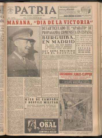 'Patria : diario de Falange Española Tradicionalista y de las J.O.N.S.' - Año XXII Número 6704 - 1957 marzo 31