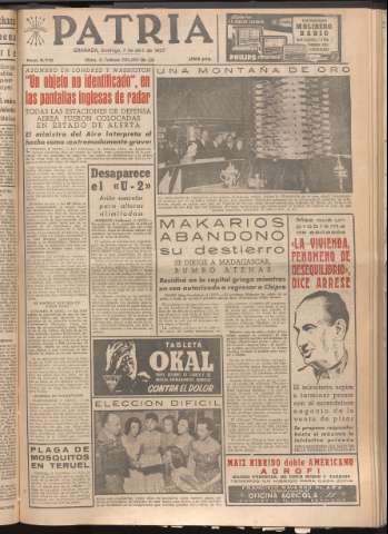 'Patria : diario de Falange Española Tradicionalista y de las J.O.N.S.' - Año XXII Número 6710 - 1957 abril 7